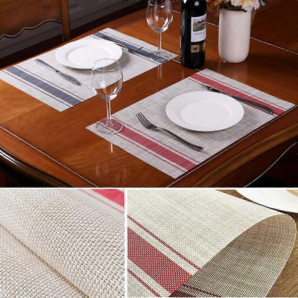 Set of 6 PVC Placemats Washable Non-slip Heat Resistant, Easy to Clean and Store, 45cmx30cm