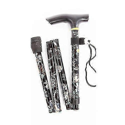 Lightweight Foldable Compact Walking Stick - Black Floral