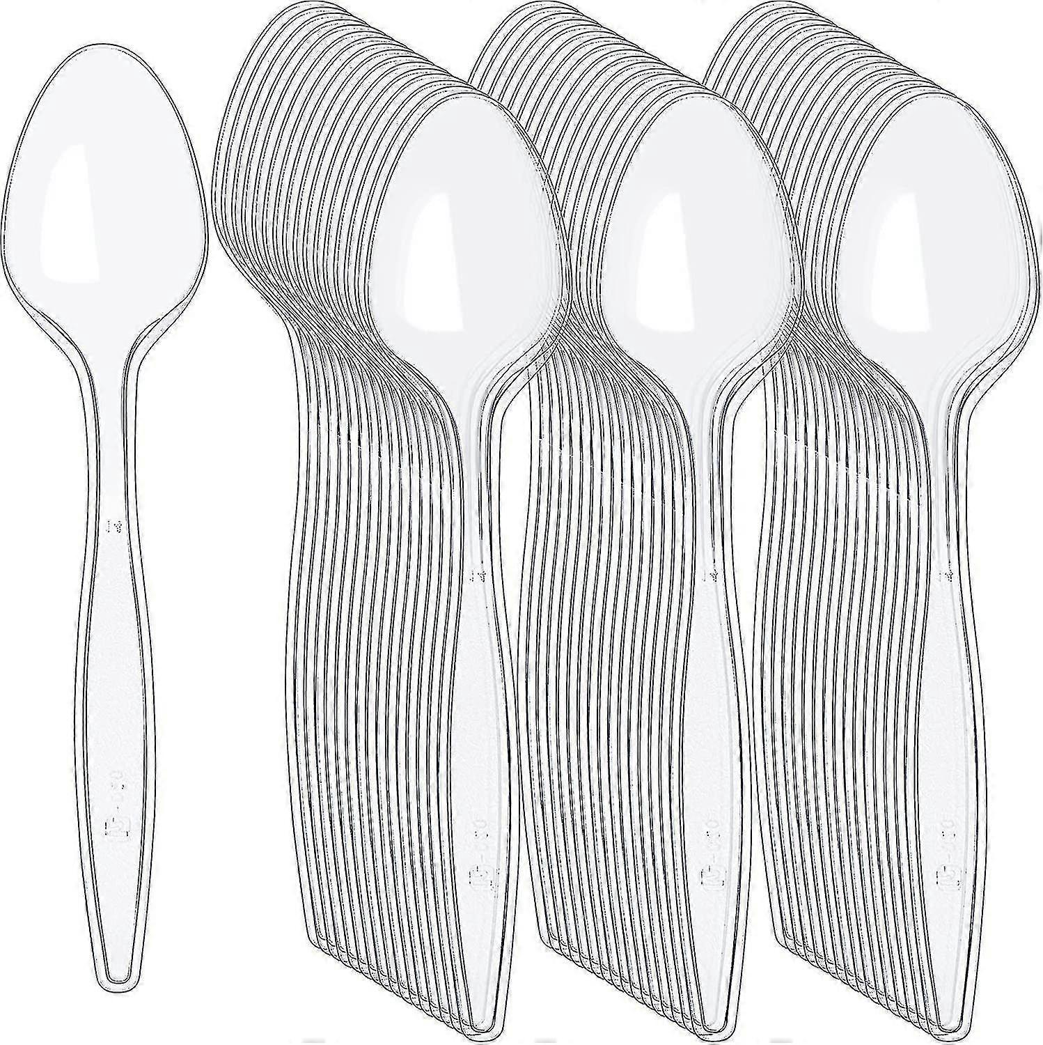 Althee 500 Pieces Clear Plastic Spoons Heavy Duty Plastic Silverware Plastic Cutlery Transparent