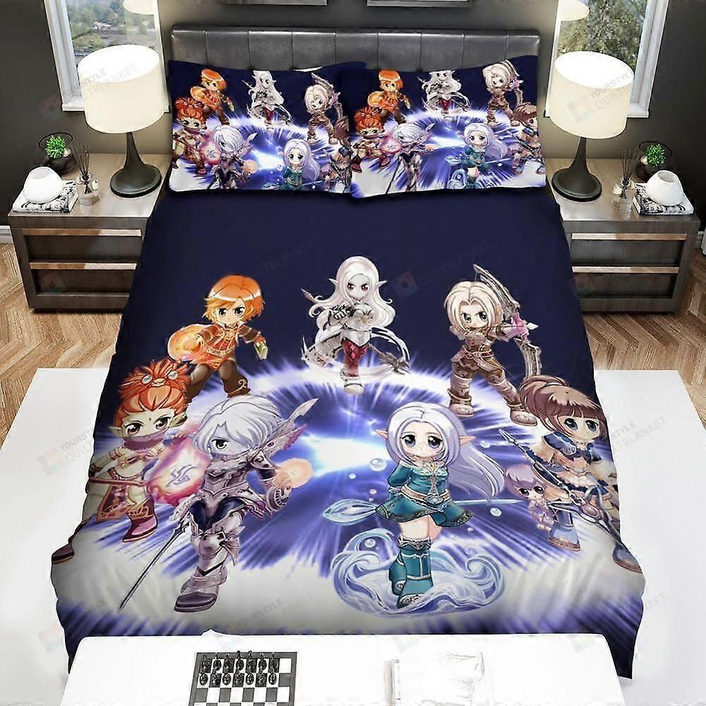 v2273 Lençóis Lineage Chibi Personagens Colcha Conjunto de Capa de Edredão Crianças Queen Super Conjunto de Cama de 3 Peças (1 Capa de Edredom + 2 Fronhas) Lençóis g