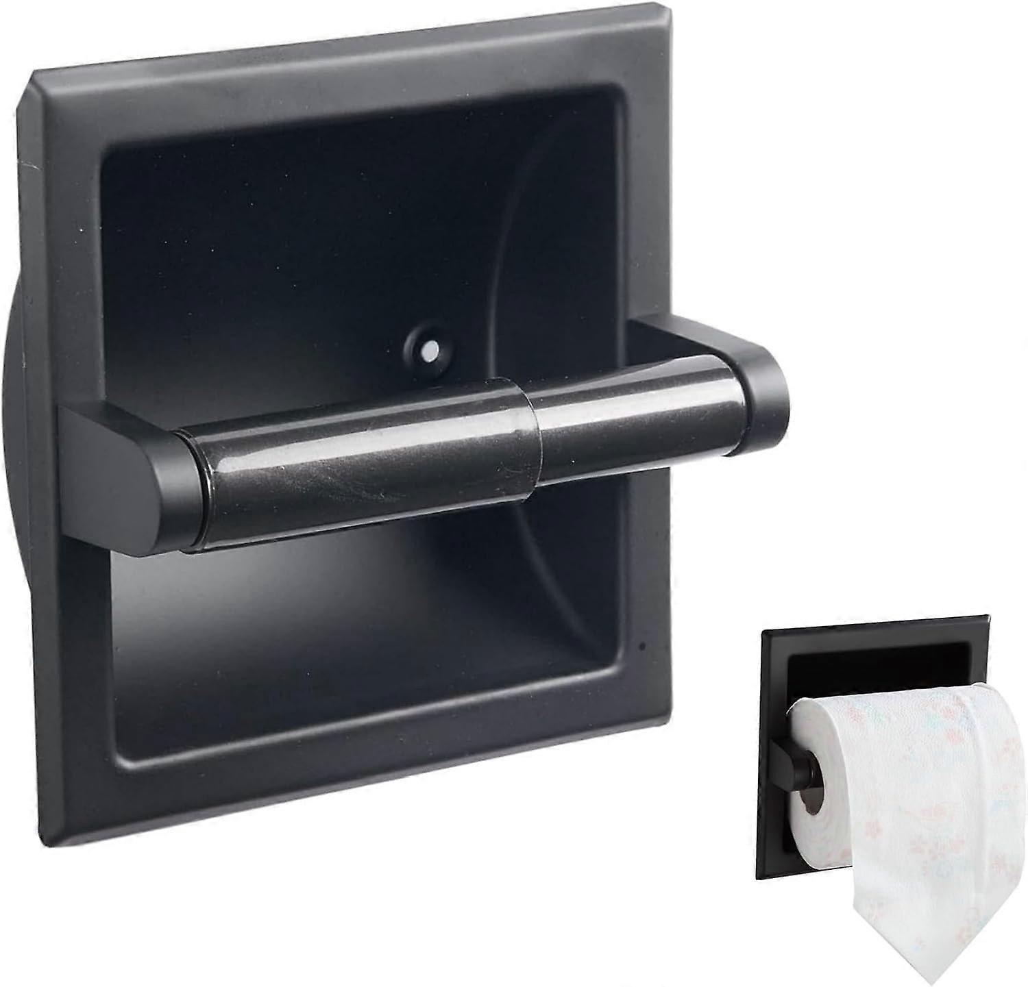 Recessed Metal Space Saving Toilet Paper Holder Wall Mount for Small Bathrooms, Durable, Easy Install, Modern Design