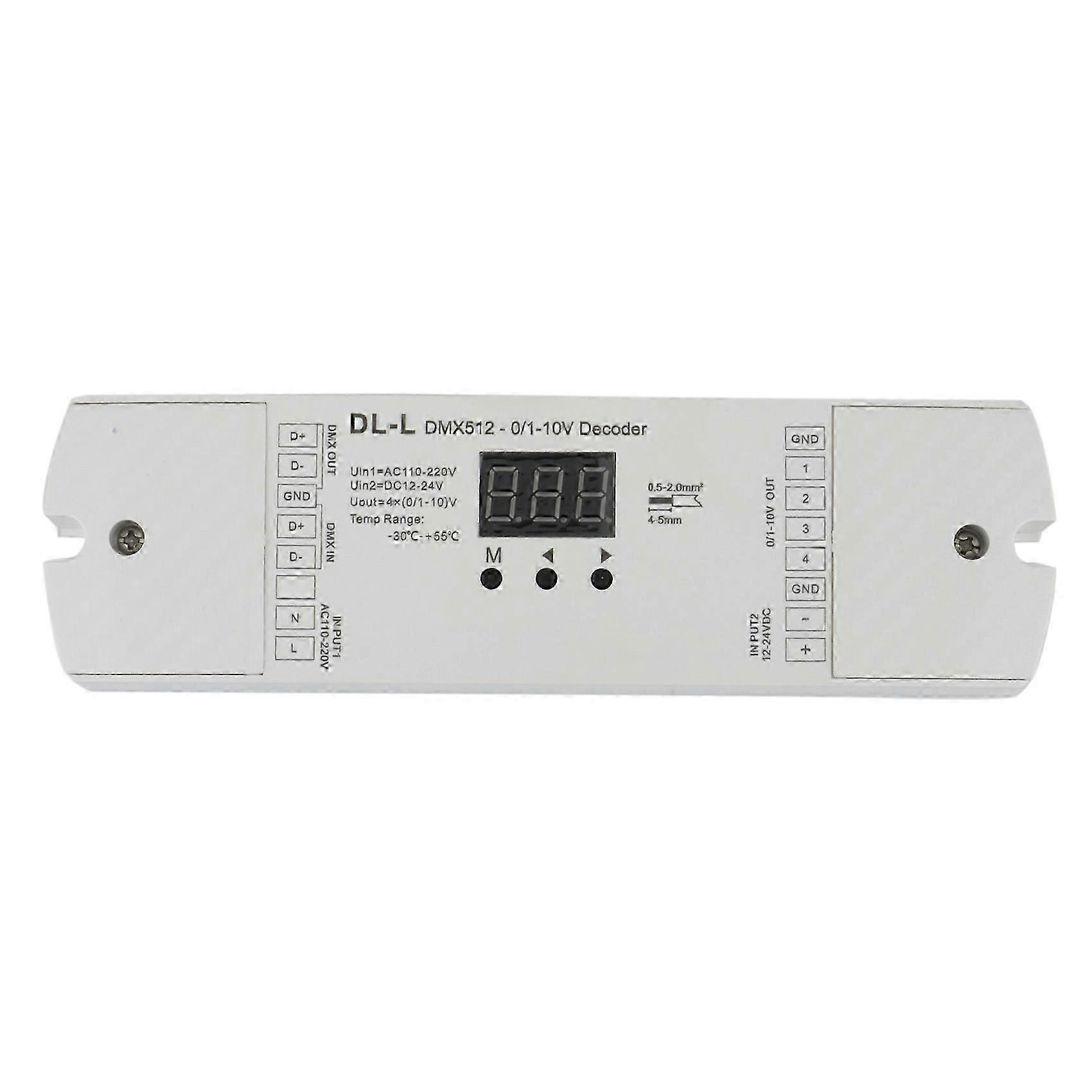 4 Channel DMX512 to 1-10V / 0-10V Converter, DC 12V-24V Input, 4CH RDM Numeric Display Signal Transformer DL-L