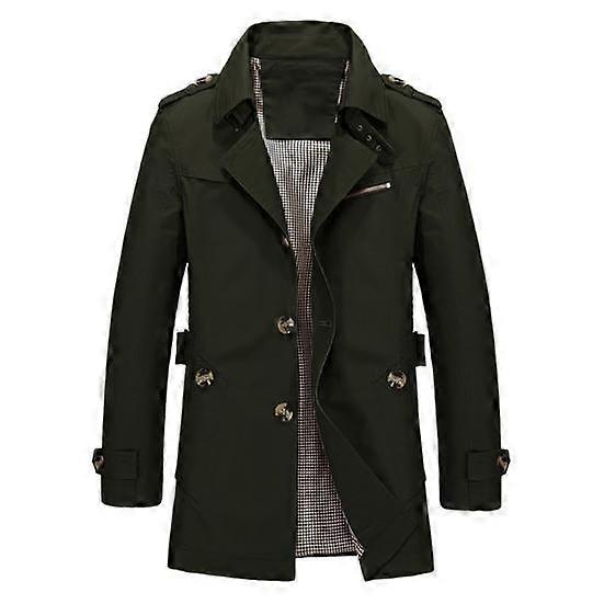 Men Retro Jacket Lapel Long Sleeve Single Breasted Business-Style Outwear Solid Color Pockets Windproof Jacket