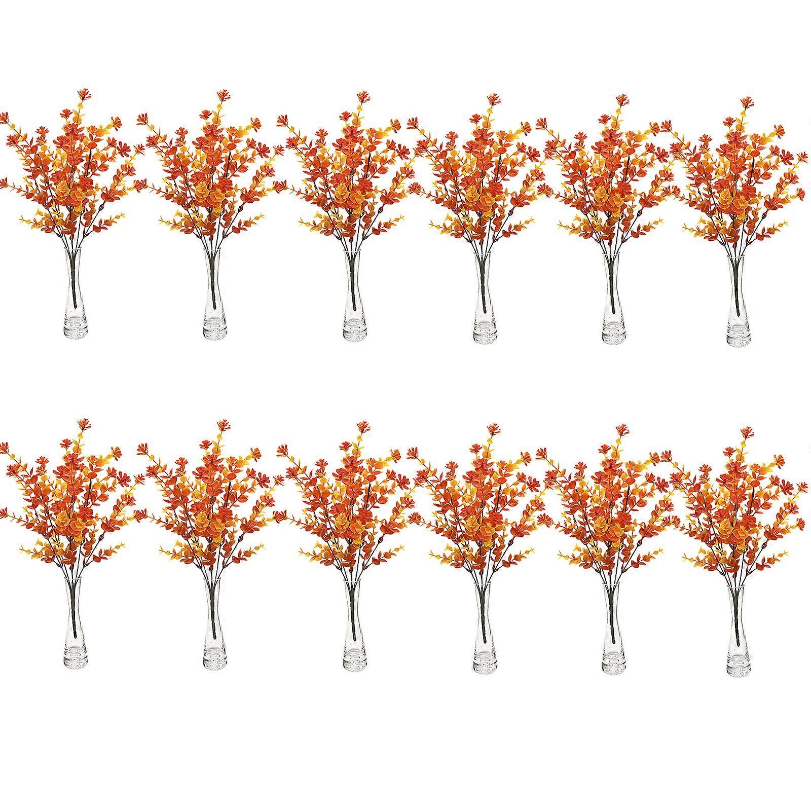 12Pcs Artificial Leaf Branch Realistic Leaf Stems for Thanksgiving Party Centerpieces Table Arrangement Home Decoration