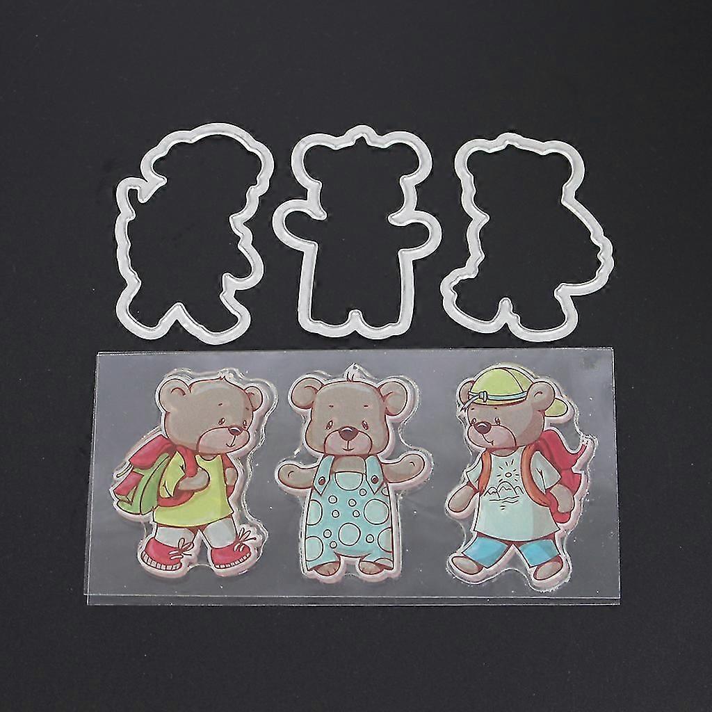 Bear Silicone Stamp+metal Cutting Dies Stencil Frame For Scrapbook Album Decor