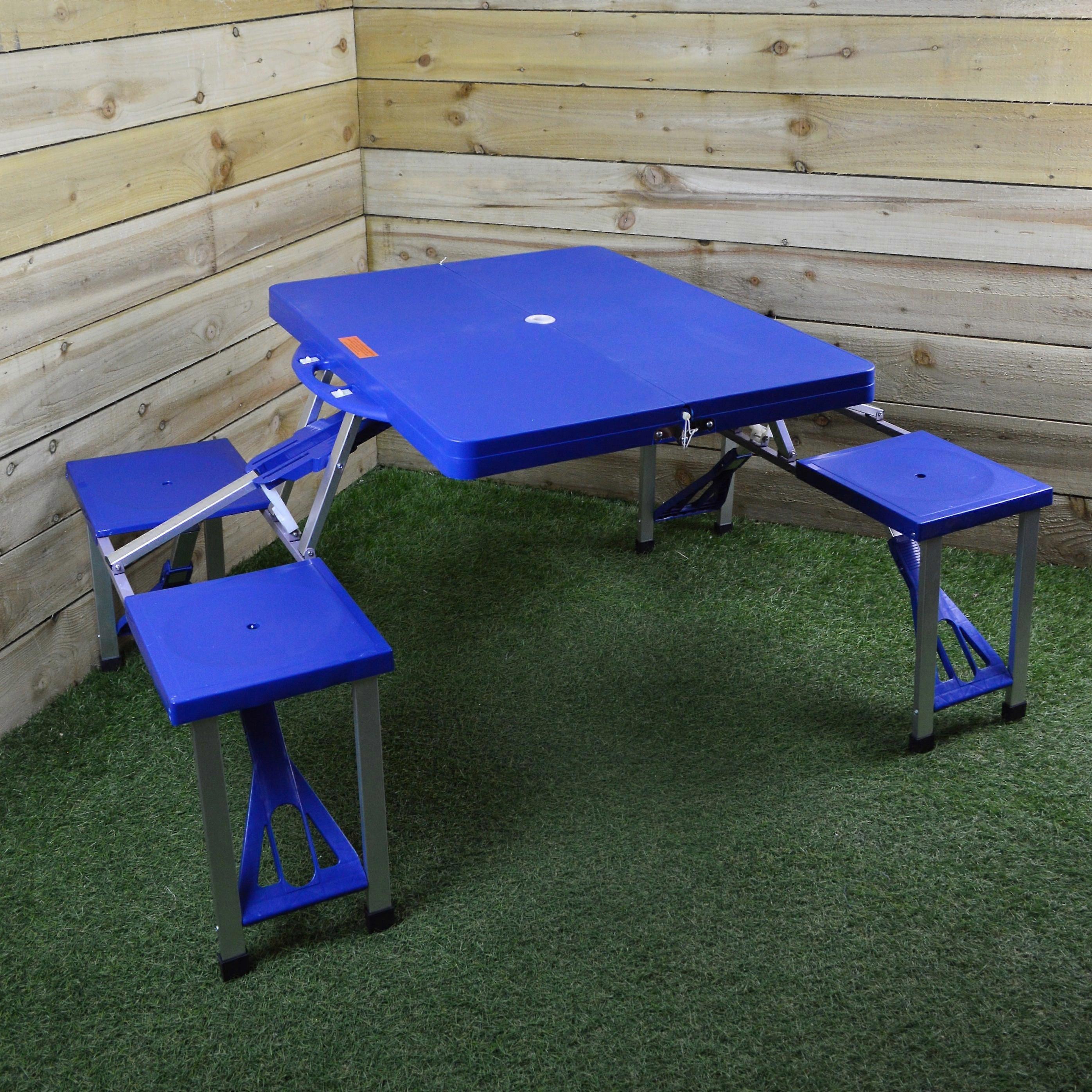 Folding Suitcase Style Picnic Table & Chairs Set For Camping
