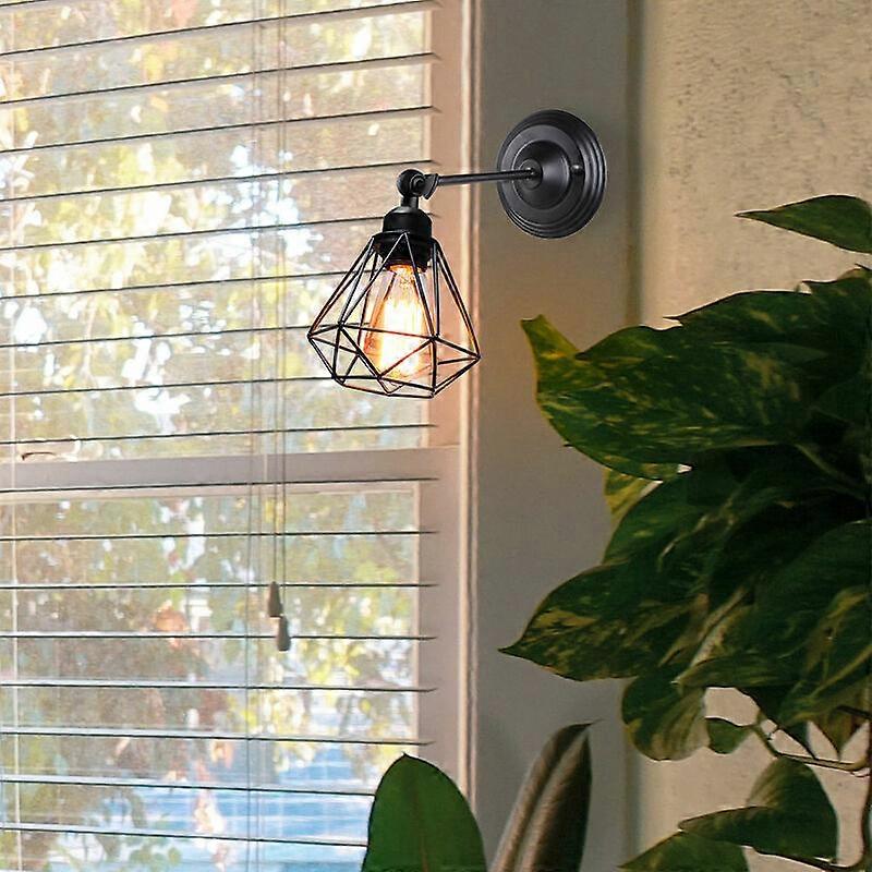 Aplique Retro Diamond E27 16cm para Dormitorio Pasillo Bar Negro