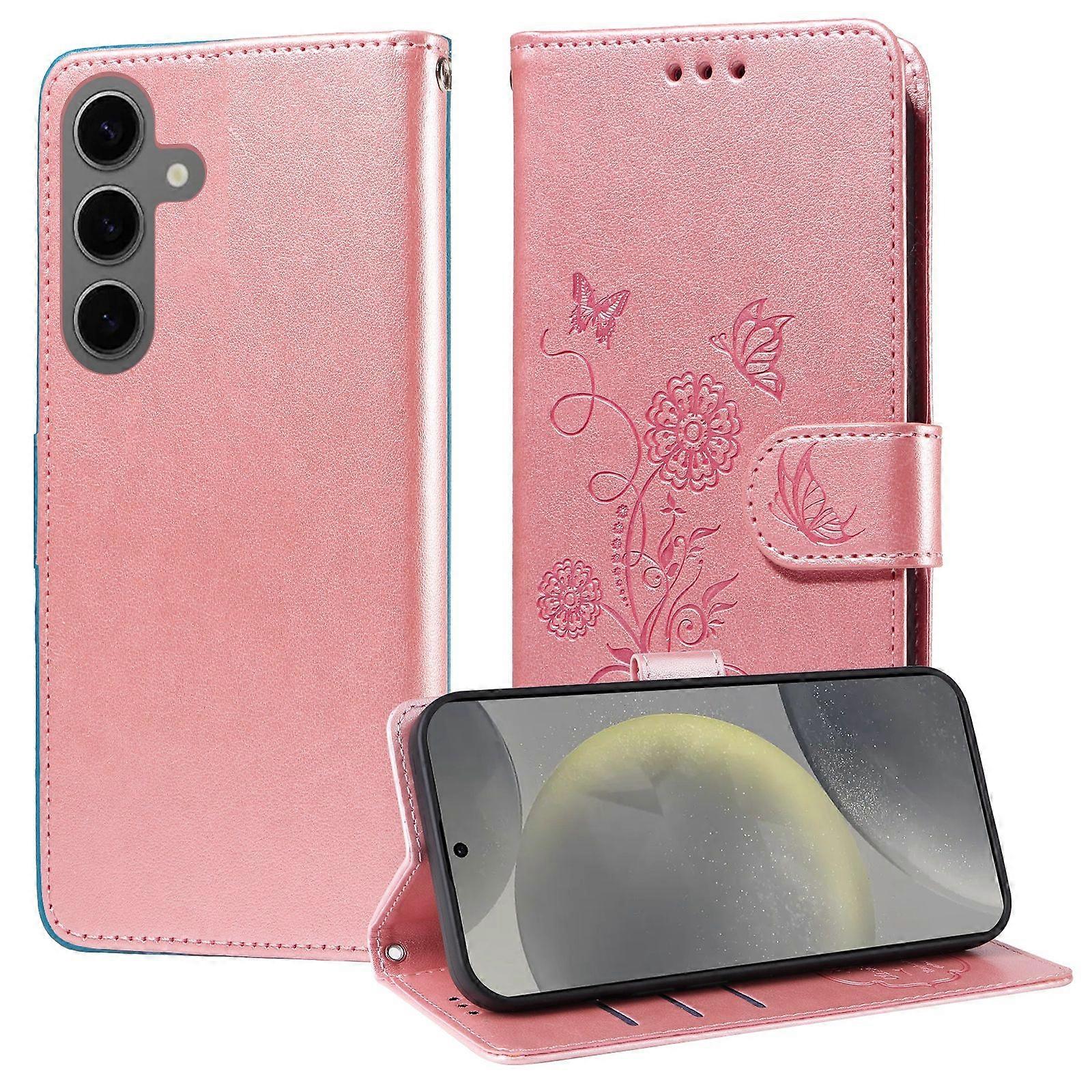 Embossed Butterfly Flowers Leather Phone Case