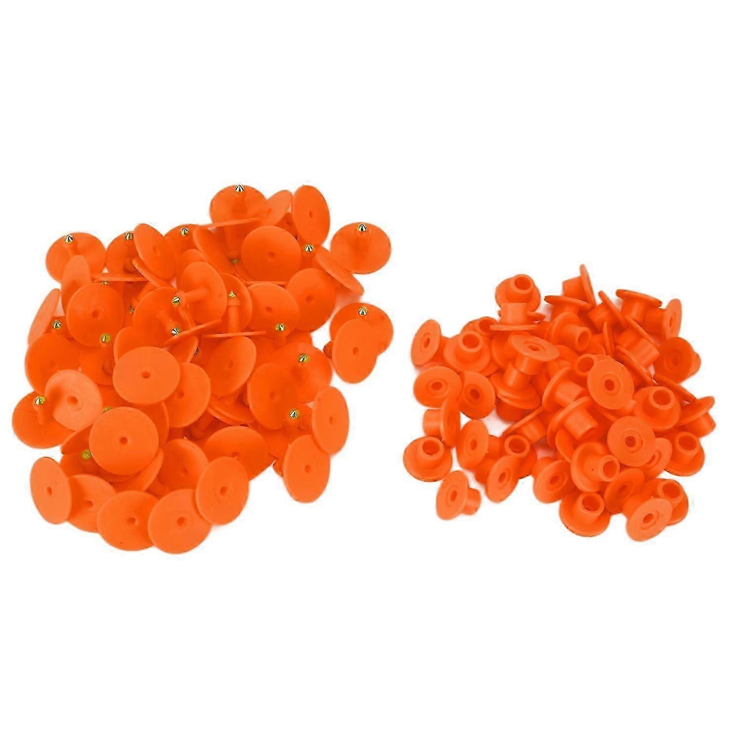 100PCS Animal Round Ear Tags Easy to Distinguish and Use Number Livestock Ear TagsOrange