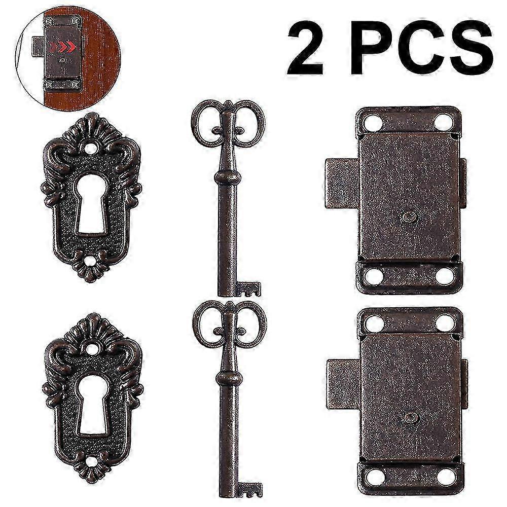2 Sets Antique Cabinet Lock with Key for Furniture, Mailbox, Cupboard, Multi-Use
