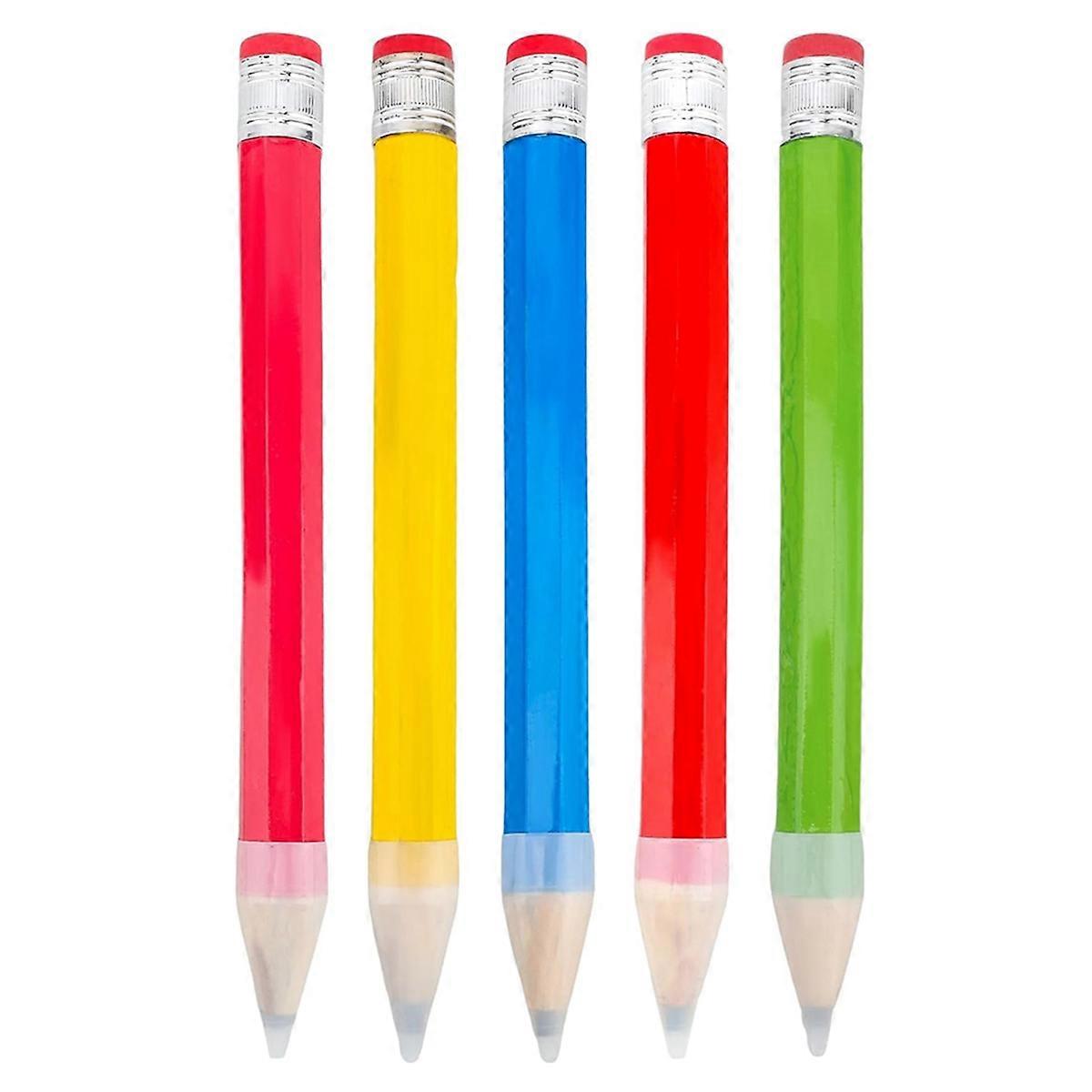 5 Pack 13 Inch Wooden Jumbo Pencils with Cap Funny Novelty Inspirational Giant Wood Pencils for Kids