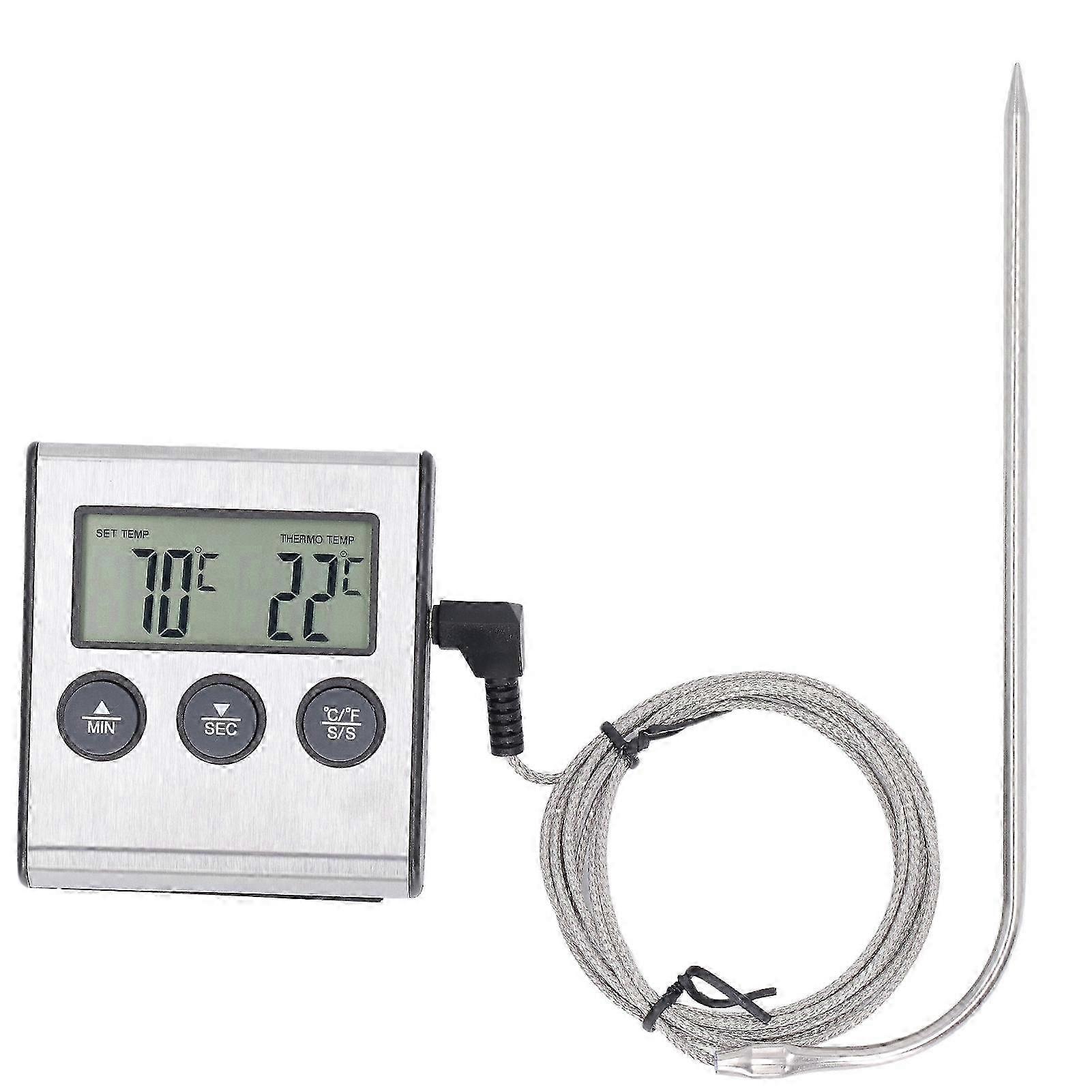 Meat Thermometer Electronic with Probe Digital Oven for Cooking Kitchen Grilling with Preset Temperature Timer