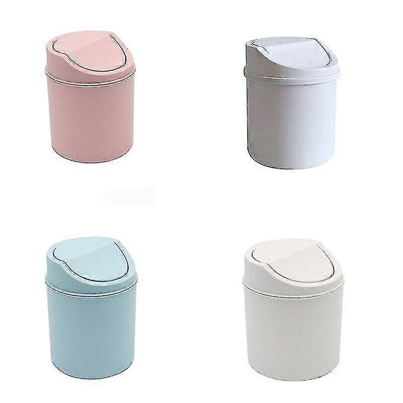 Mini Waste Bin Trash Can Desktop Garbage Baskets Table Roll Swing Lid Portable