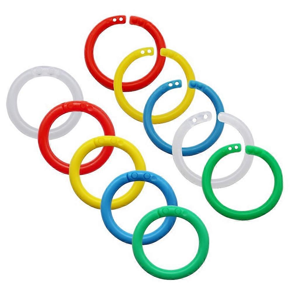 100 units of flexible plastic rings in various colors for use in binding documents, cards and stacking samples - 46mm
