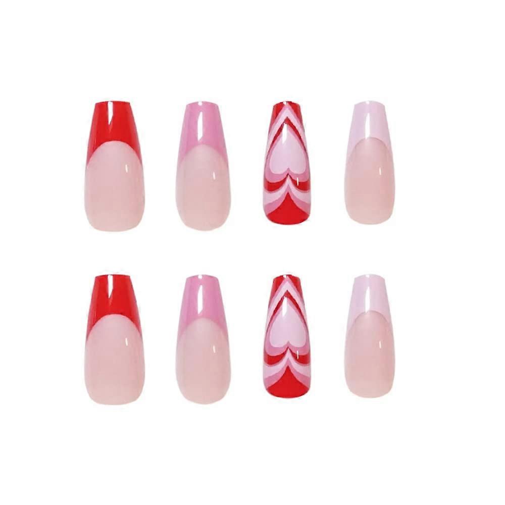 Captivating Valentines Day Nails, Medium Length Press On Nails With Heart Design, Comfortable And Durable Gel False Nails For A Stylish And