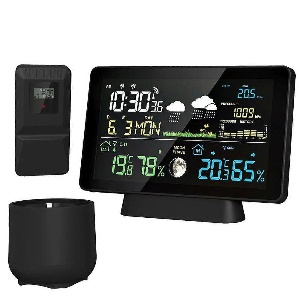 GreenZech Station météo sans fil multifonction - Thermomètre intérieur/extérieur avec pluviomètre hu