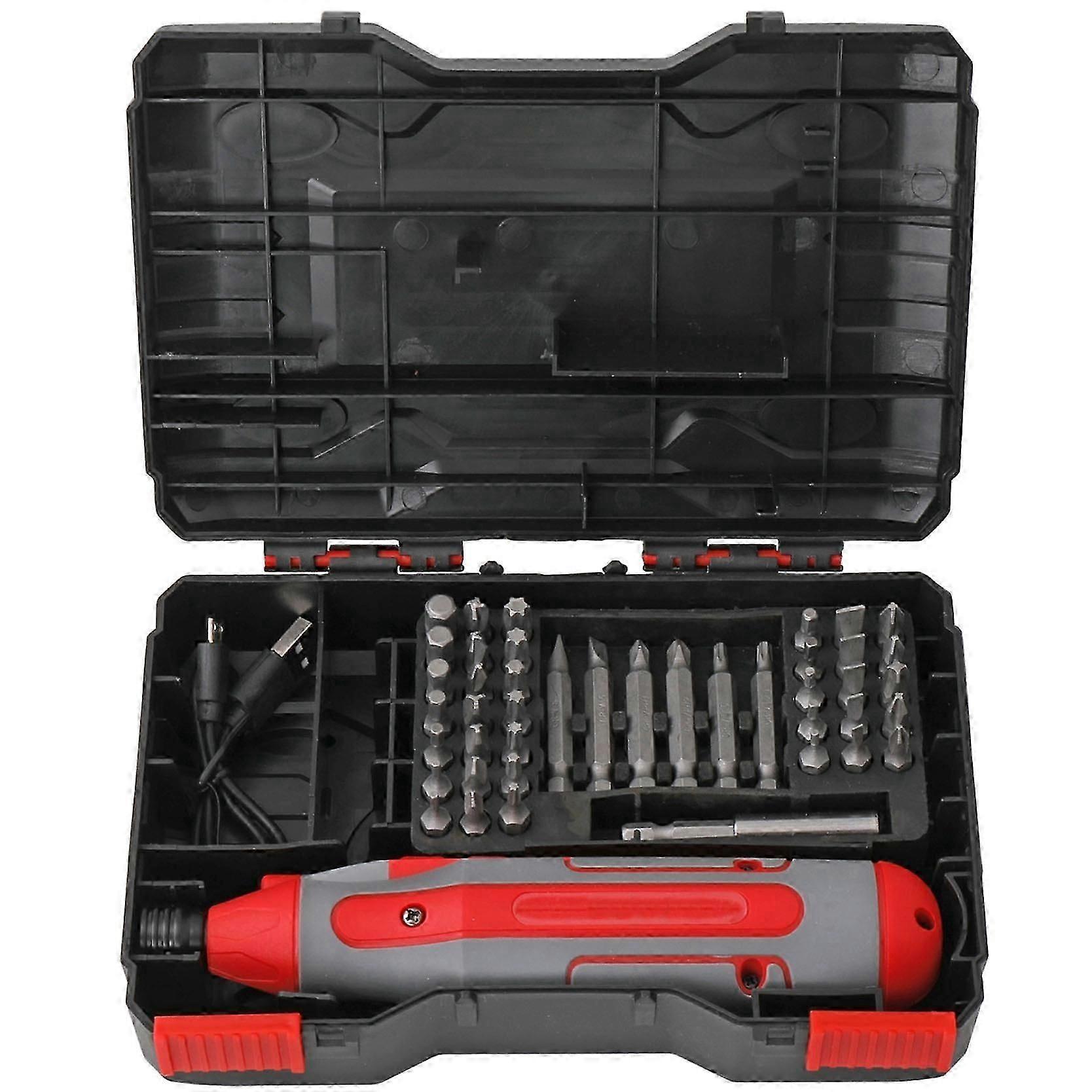 44Pc Electric Screwdriver Set USB Rechargeable Wireless Screwdriver Set Forward and Reverse Cordless Screwdriver,Red
