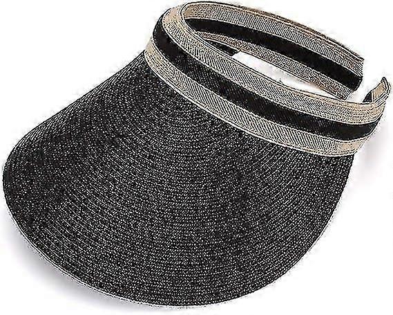 Femmes Large Brim Beach Straw Golf Sun Hat Summer Cap (noir)