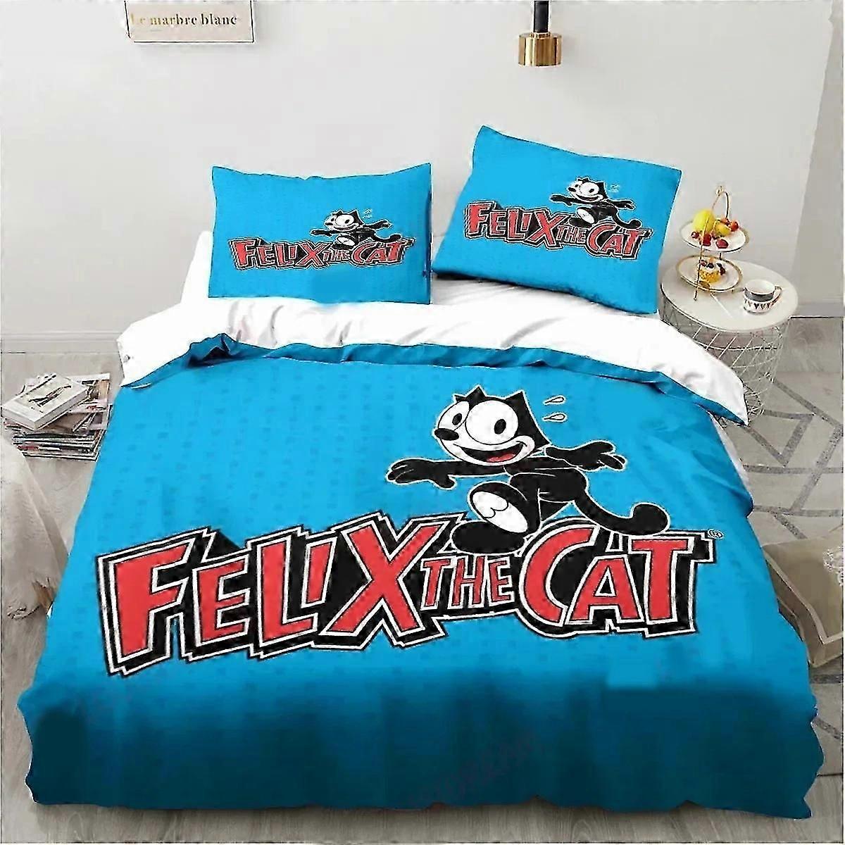 o1686 ملاءات السرير لطيف F-Felix Catمجموعة الفراش ، غطاء لحاف طقم سرير لحاف غطاء غطاء وسادة ، حجم الأولاد والبنات والبالغين ملاءات السرير fVV1686