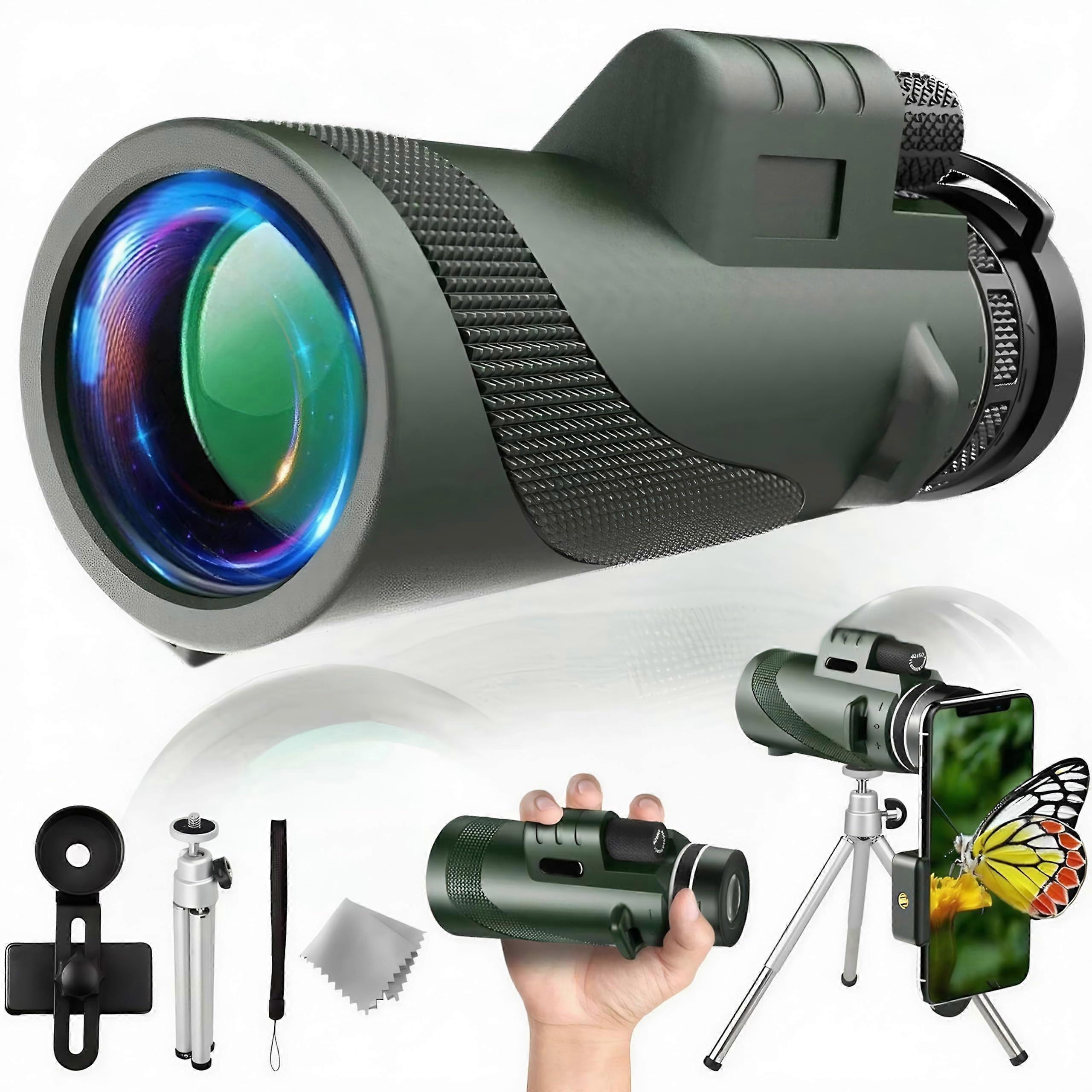 Monocular Telescope 80x100 High Power Green Lens Compact for Bird Watching and Outdoor Activities