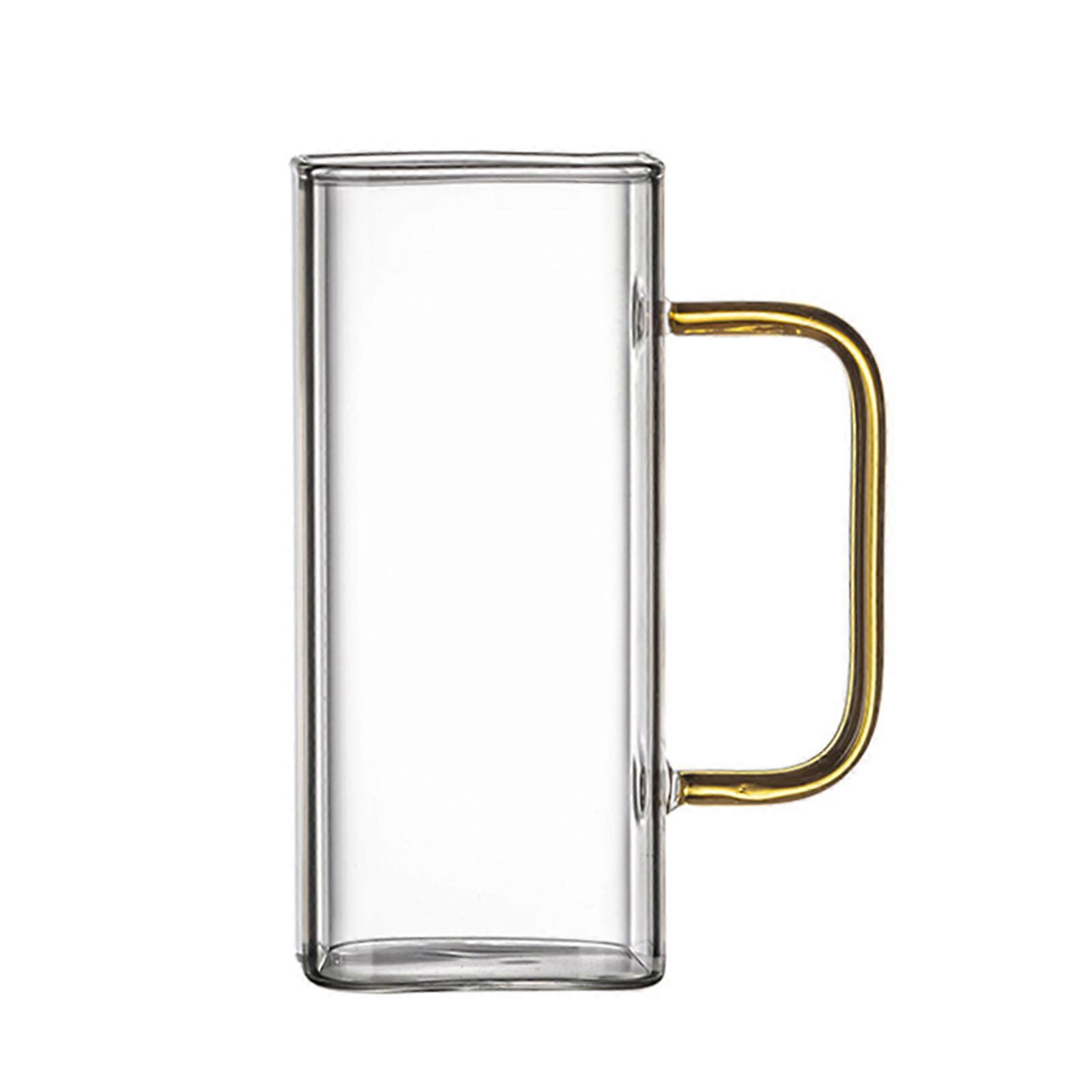 Glass Cup Unique Square Glass Cups Square Drinking Glass Reusable Beer Mugs with Handle Glass Material for Any Occasion Yellow