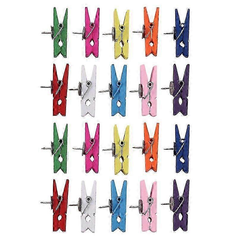Push Pins with Wooden Clips Pushpins Tacks Thumbtacks, Creative Paper Clips with Pins for Cork Boards Notes Photos Wall and Craft for Offices Home Sch