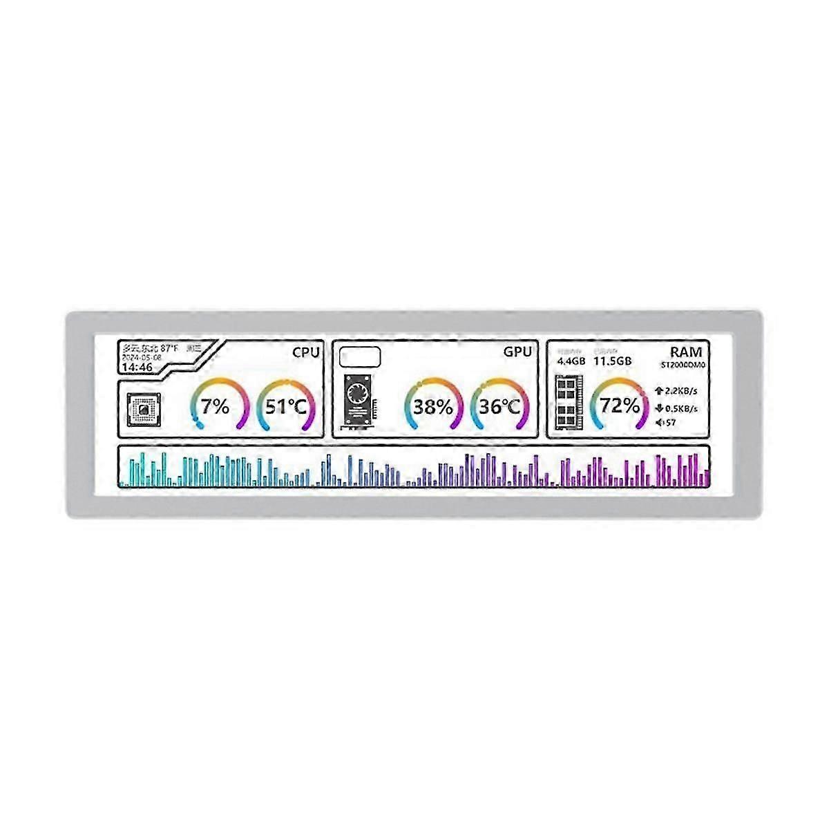 8.8 Inch USB Monitor 1920x480 PC Case Secondary Screen Desktop RGB Ambient Screen,IPS Panel, Type-C