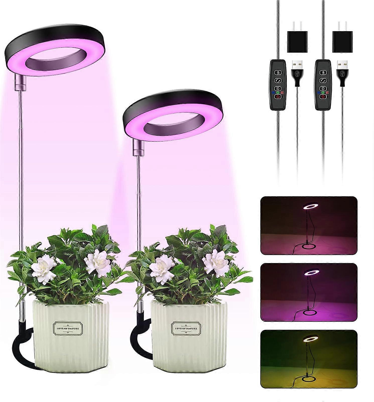 2 Pack Full Spectrum LED Grow Lights for Indoor Plants with Auto Timer