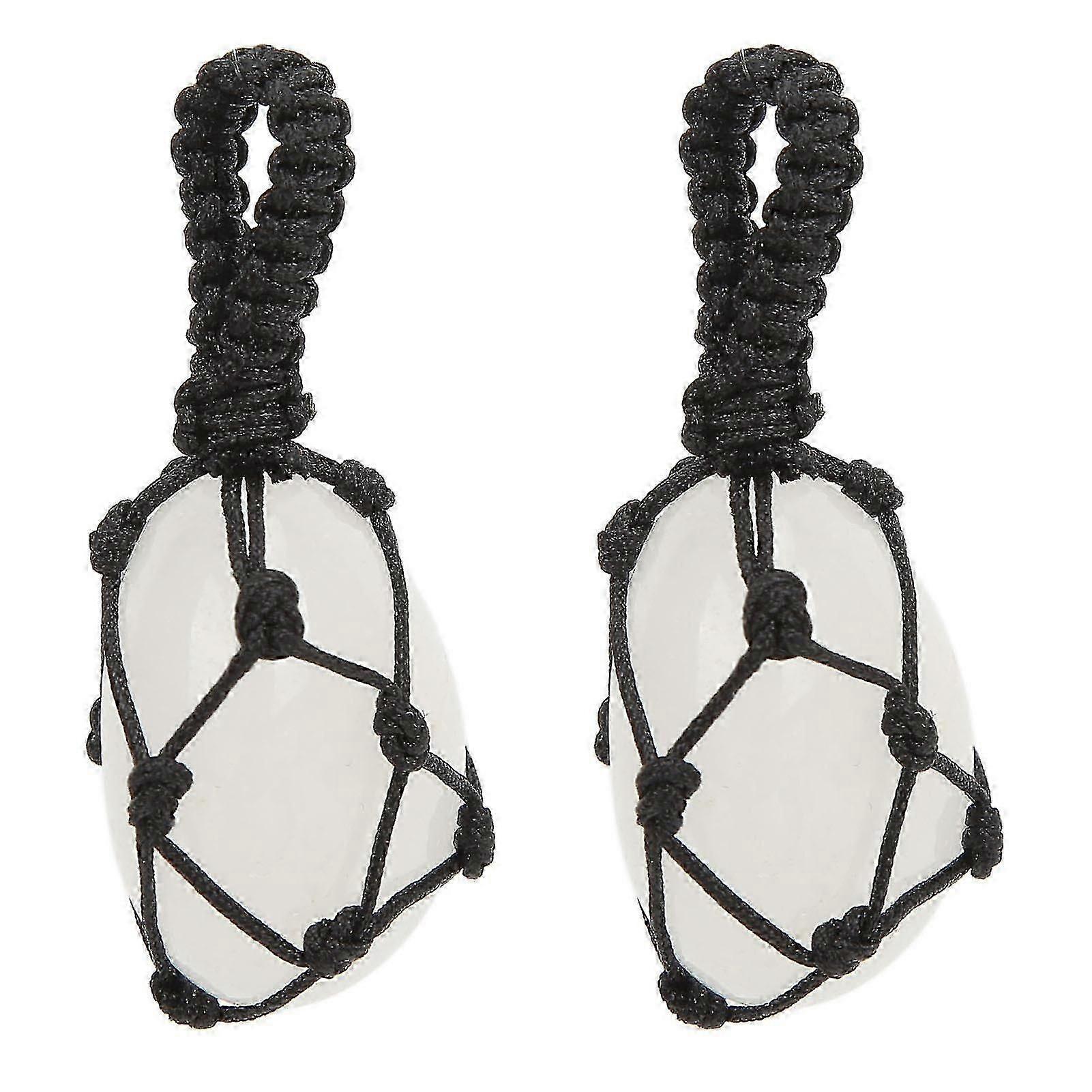 Natural Crystal Hanging Ornament - 2Pcs White Stone for Calm, Wealth, and Success