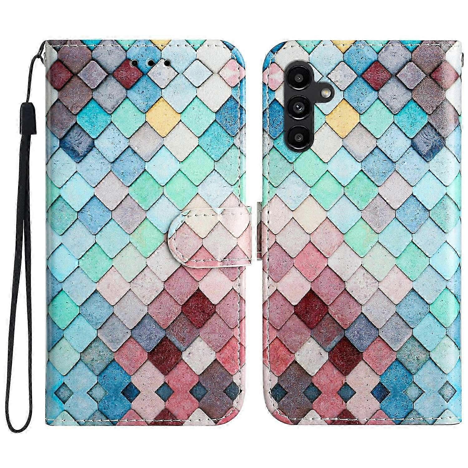 For Samsung Galaxy A26 5g Wallet Case Printed Pattern Design Leather Phone Cover-grids