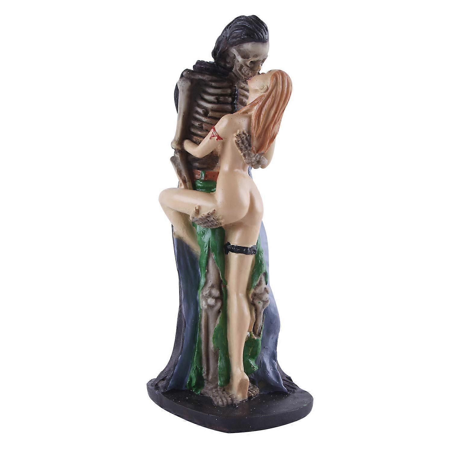 2 Posture Creative Resin Skull Ghost and Beauty Sexy Statue for Home Bar Party Desk Decoration, 8 Inch, Unique Design
