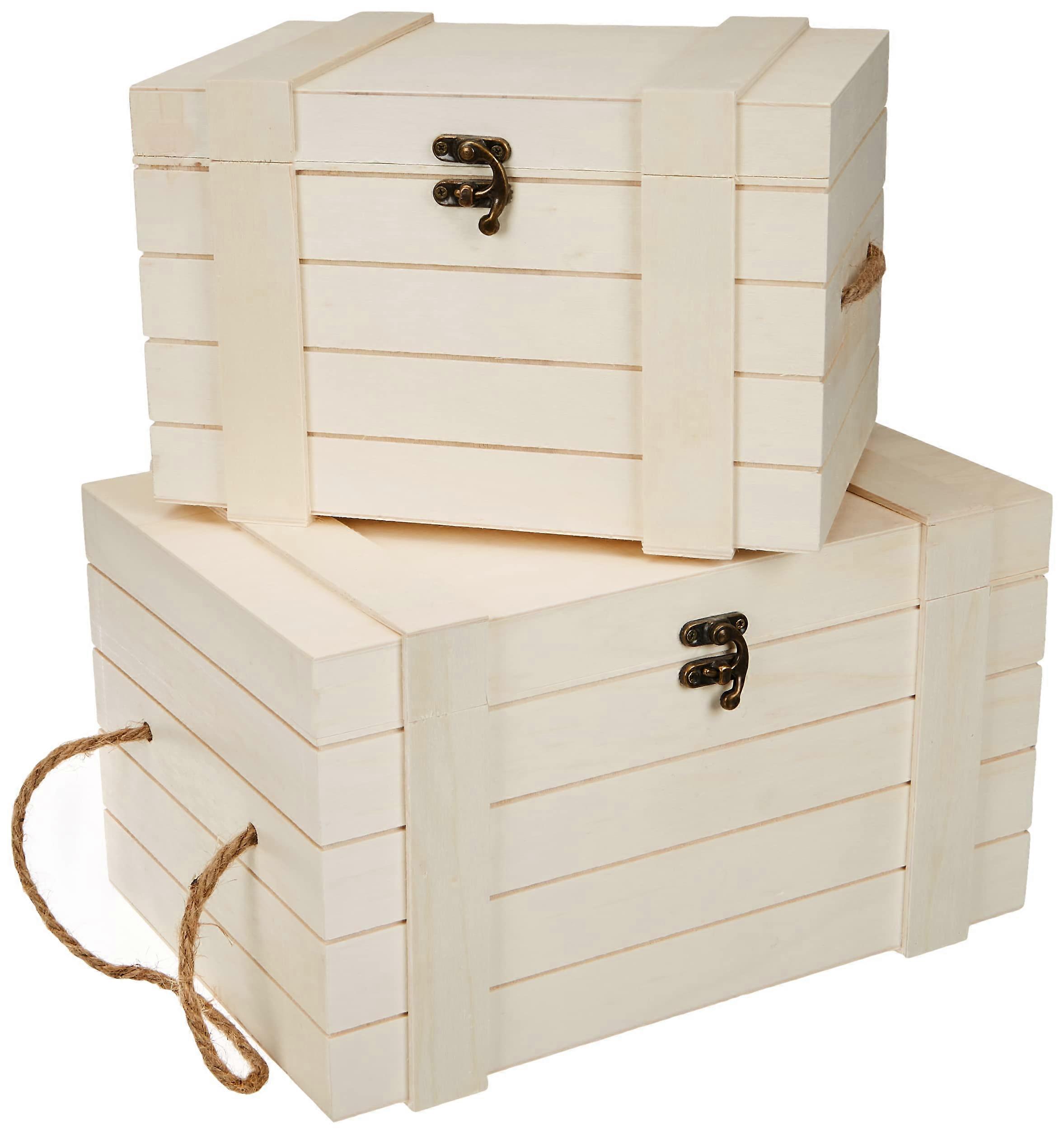 Assorted Wooden Chests for and Storage Decoration 30x20.5x17.3cm+24x16x15.5cm