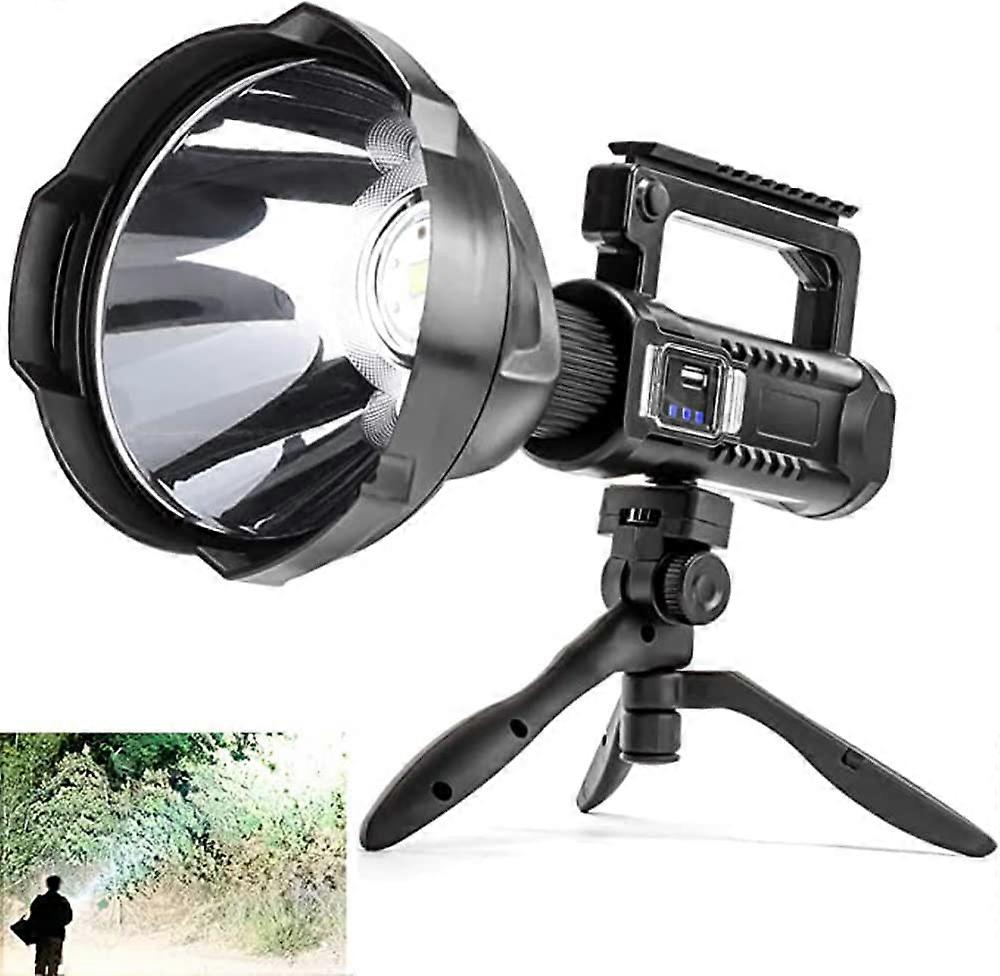 Rechargeable Spotlight 90000 Lumen LED Searchlight With Tripod USB Input Output Waterproof 4 Modes Hunting Camping