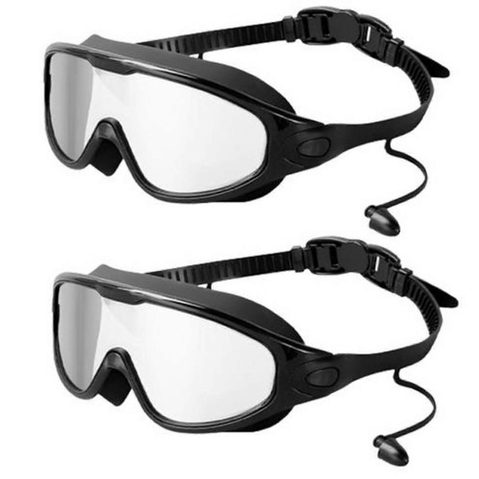 2 Pack Swim Goggles, 180° Wide View Clear Vision Pool Goggles, No Leaking, Anti Fog & UV Swimming Goggles for Audlt Youth