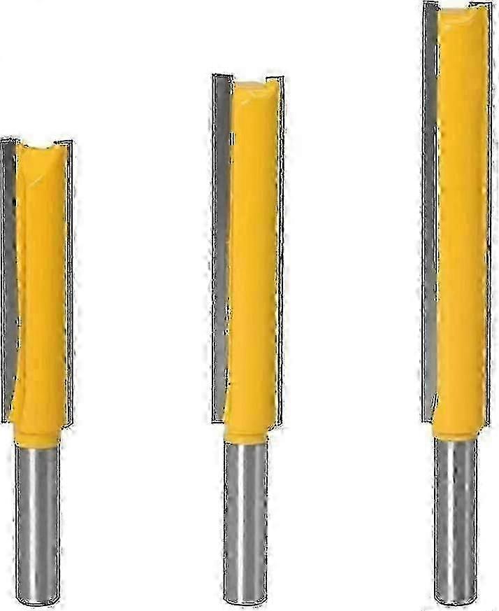 3pcs 8mm Shank Straight Router Bit, Extra Long Two Flute Straight Trimming Bit Woodworking Cutter Tool-Yvan
