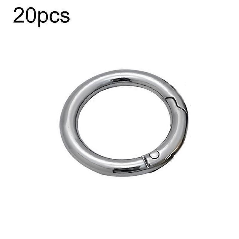 20pcs Zinc Alloy Spring Ring Metal Open Bag Webbing Keychain, Specification: 3 Points Silver