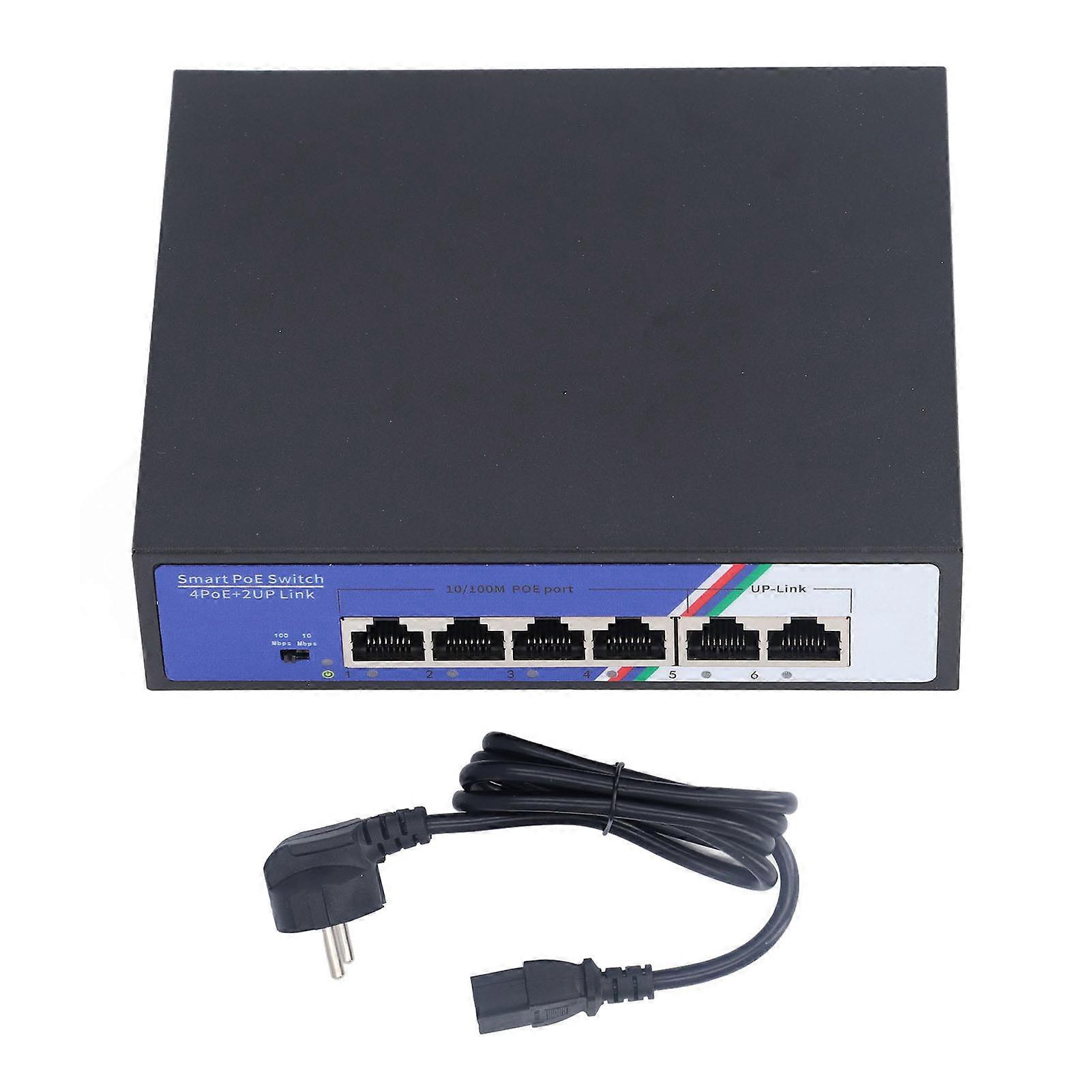 6 Port PoE Switch 1.2Gbps Ethernet Switch Unmanaged Plug and Play Metal Shell Network Switch
