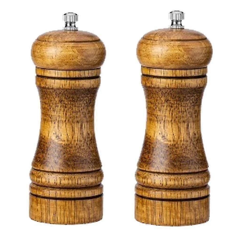 Salt And Pepper Grinder Mill Spice Shaker Solid Wood With Adjustable Ceramic Grinder Kit 2pcs