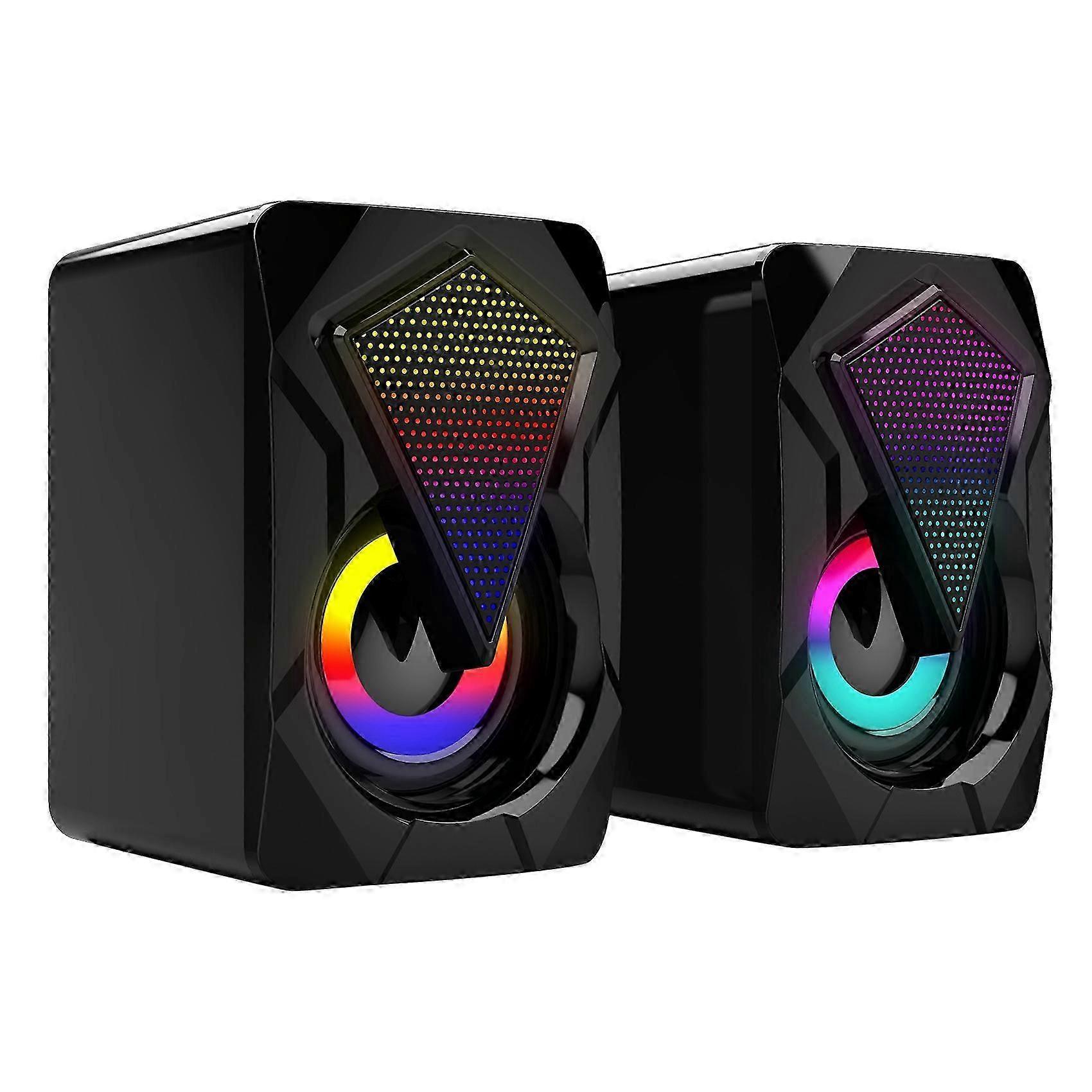 X2 USB Wired Computer Speaker Multimedia Computer Subwoofer Colorful Lighting Effect RGB Desktop Ga