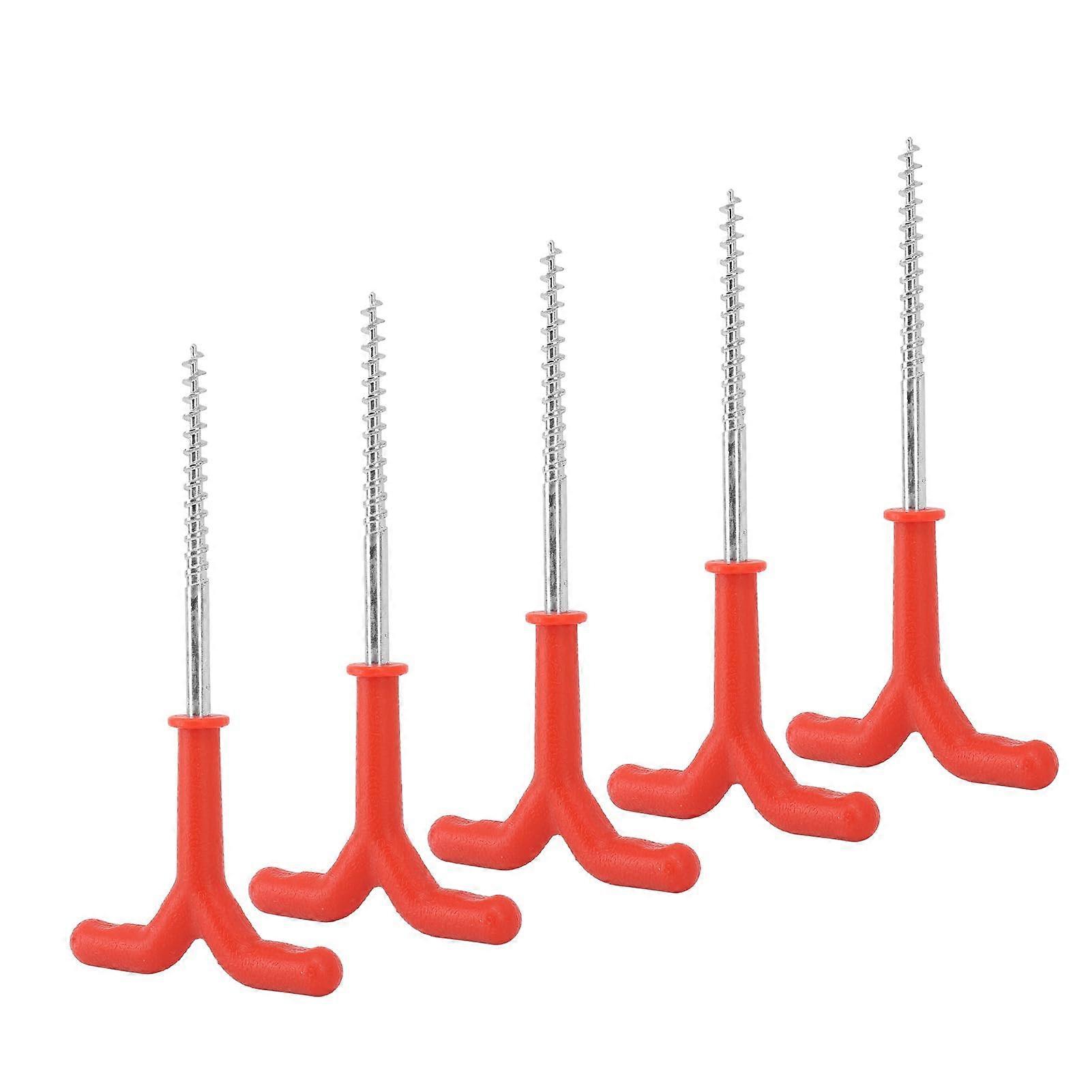 5 Pcs Red 18.5cm ABS Iron Ice Fishing Tent Peg Quick Fixing, Enhanced Visibility