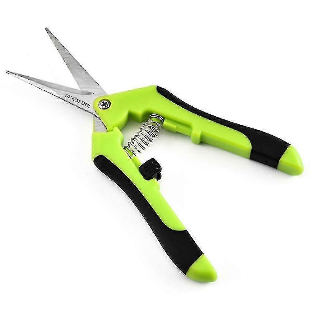 Green Micro-Tip Garden Shears with Titanium Coated Blades, Spring-Loaded Design for Precise Plant Trimming_MM2