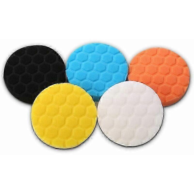 5 stks 125mm auto polijsten pads, hex logic buffing pad polijsten spons, polijsten pads kit voor boor sponzen, boor polijsten kit