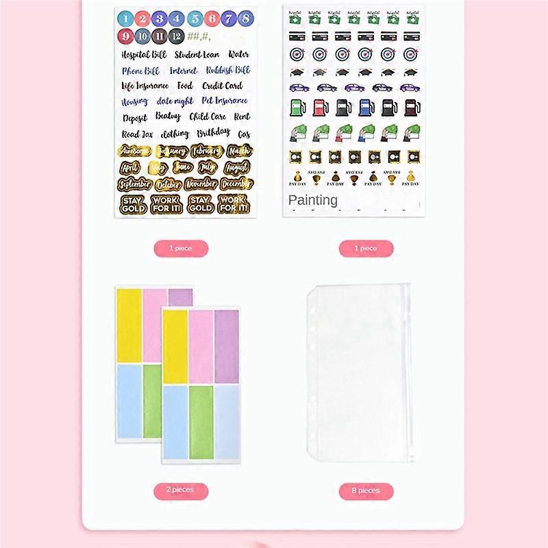 1Set A6 Budget Binder, Budget Binder With Zipper Envelopes,A