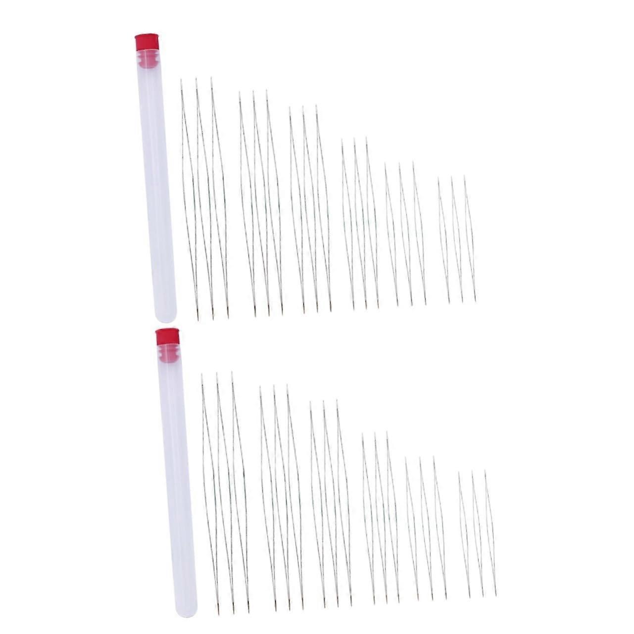 36 Pcs Beading Needles for Jewelry Making 6 Sizes Set Metal Red Storage Bottle Included