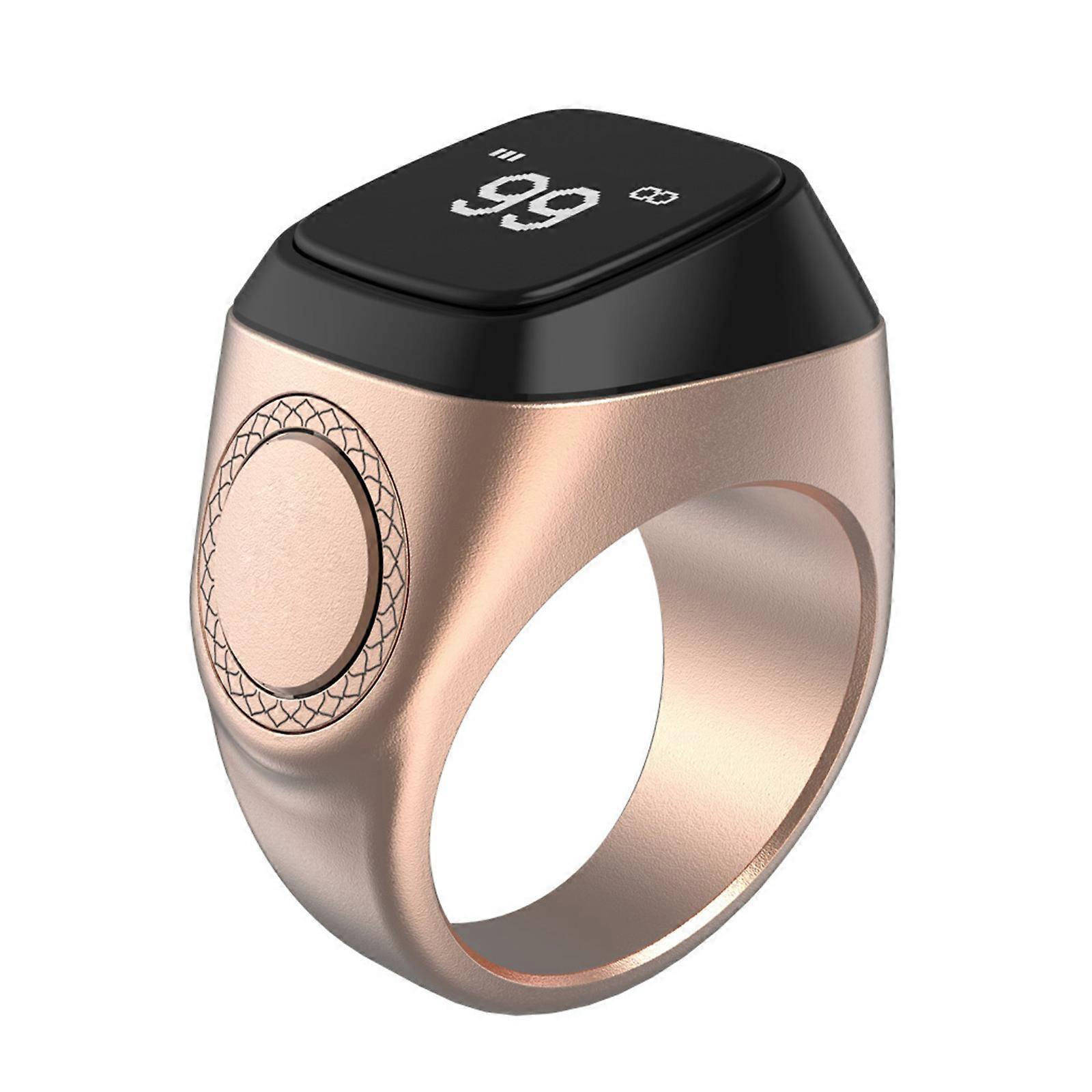 Muslims Digital Time-Reminder Smart Wearable Ring with Tasbih Beads 40mAh Battery Support Android5.1/iOS10.0 or Later Rose Gold 20mm