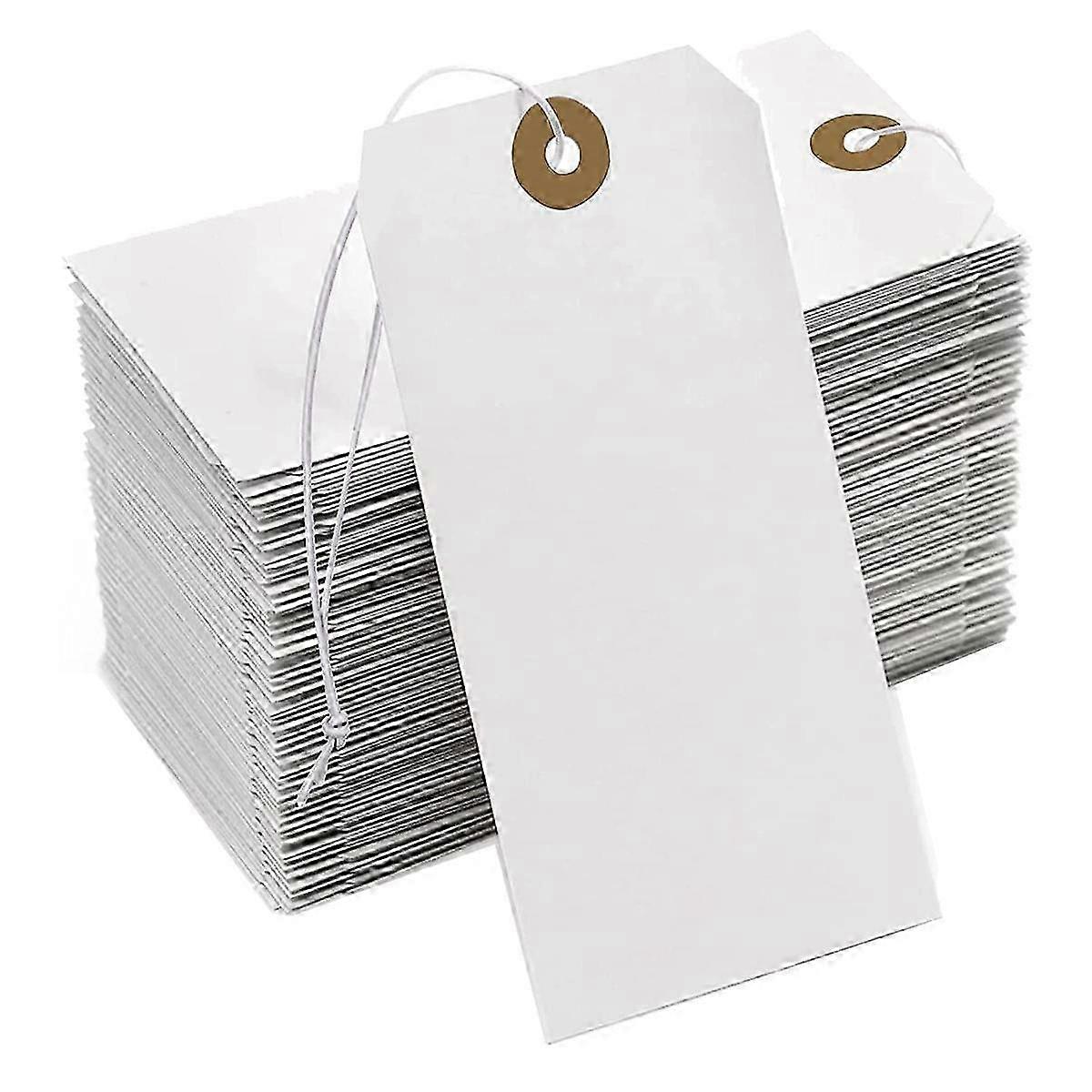 Etichetta di carta con foro di rinforzo con corda attaccata, 200 pezzi di carta appesa Tag con corda elastica AttacWhite SZRH