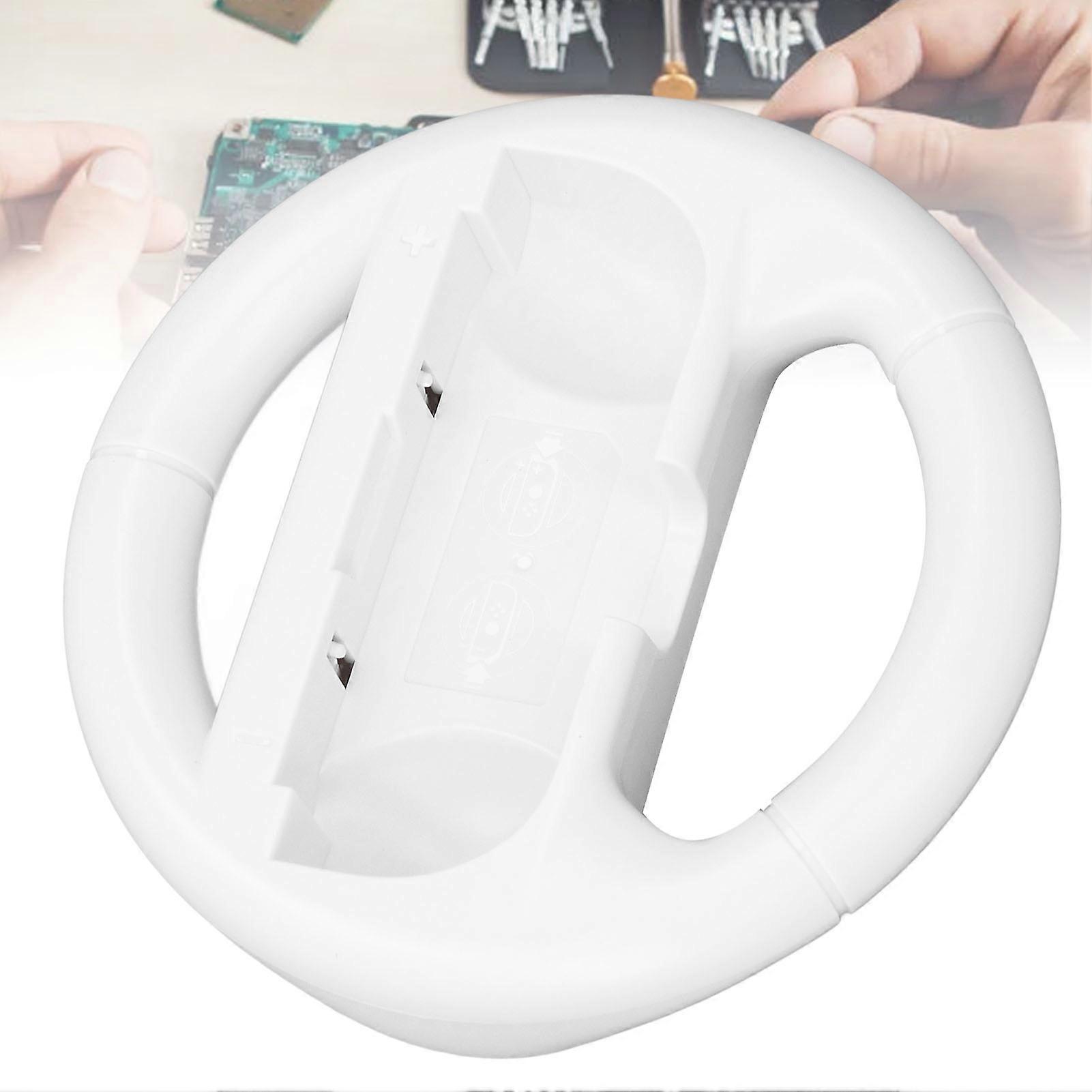 Steering Wheel Ergonomic Game Controller Racing Steering Wheel Grip Handle for Switch JoyCon Controller White 