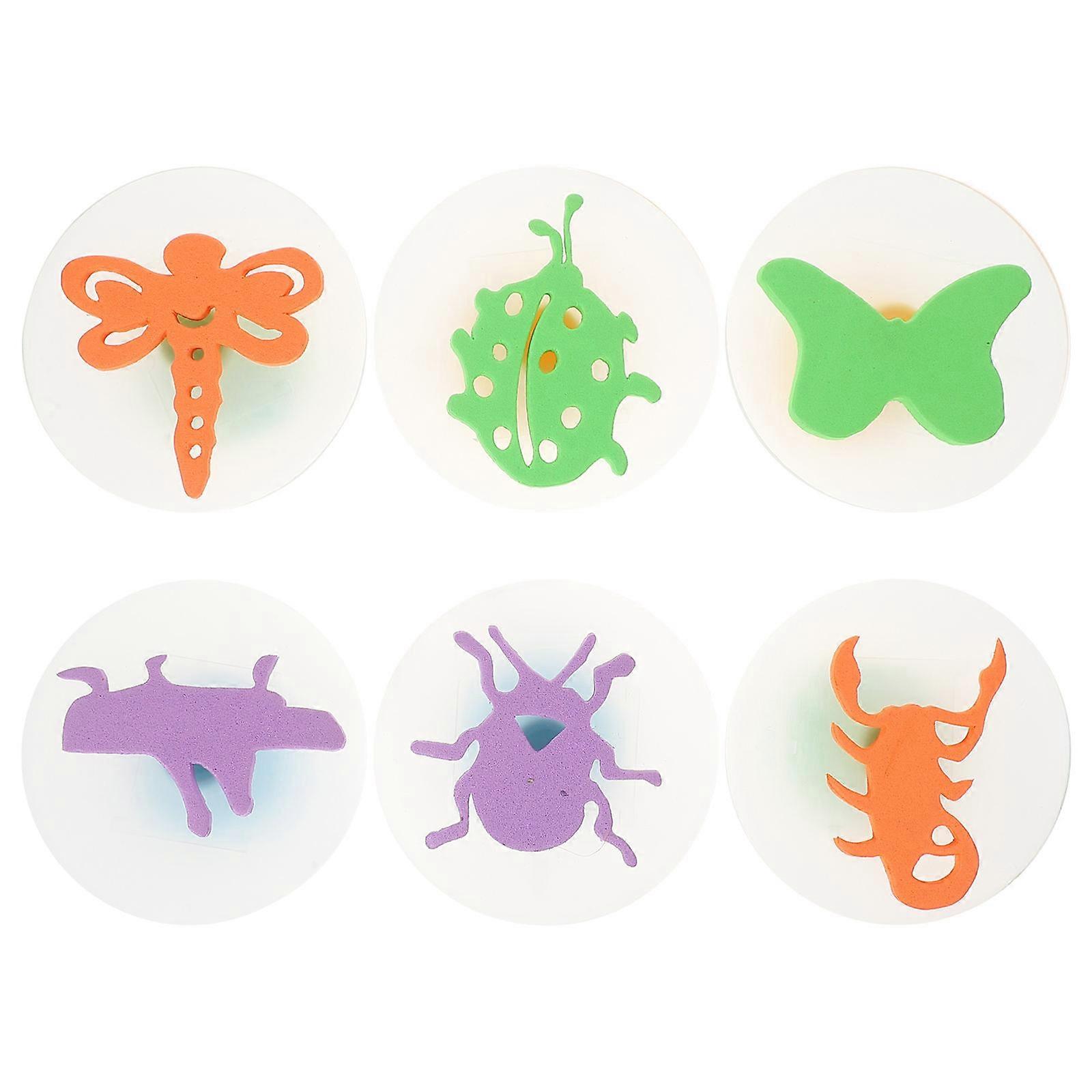 6pcs DIY EVA Stamps Graffiti Stamp with Handle Drawing Art Toys for Toddlers