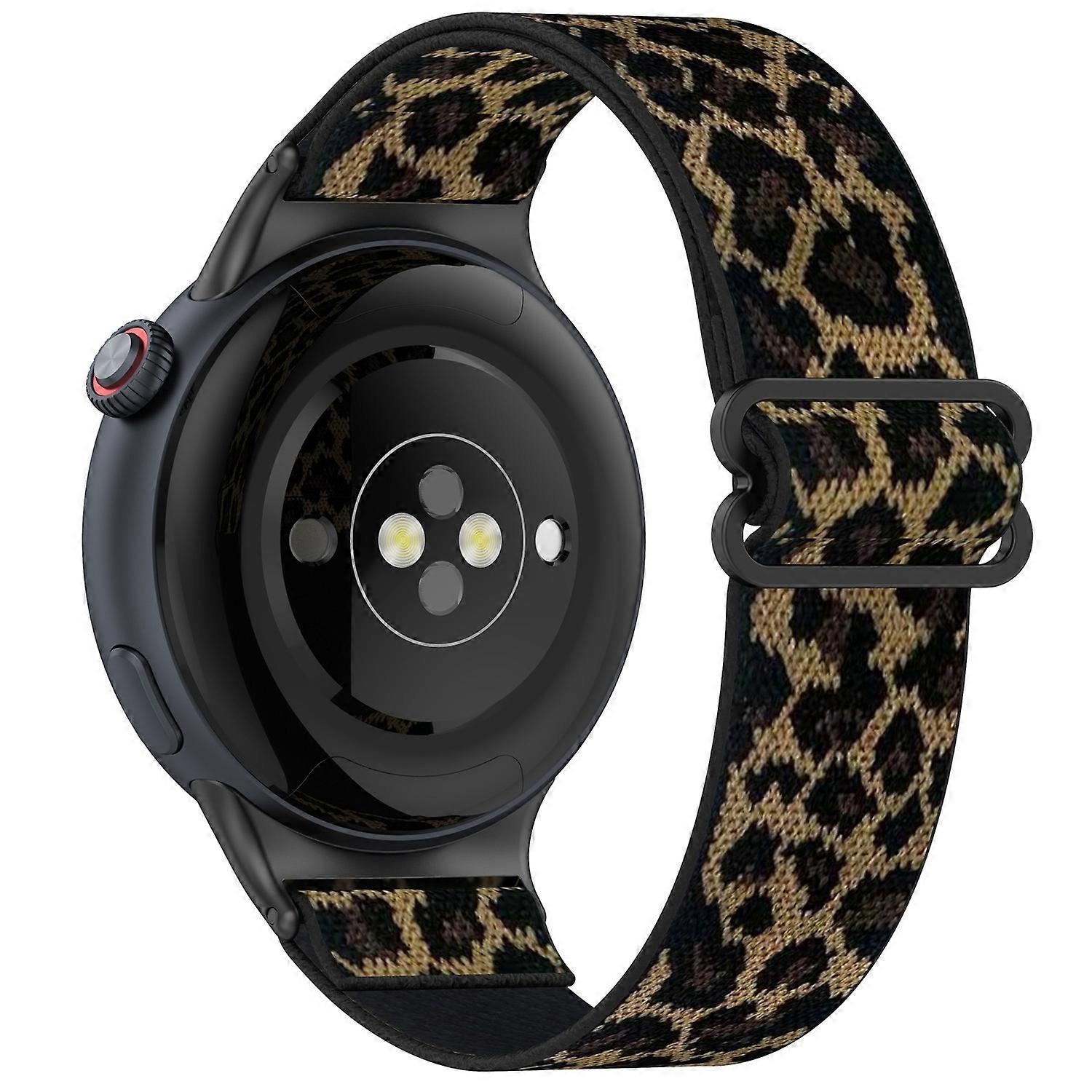 For vivo Watch 5 Nylon Braided Watch Band Elastic Wrist Strap with Slide Clasp - Leopard Print
