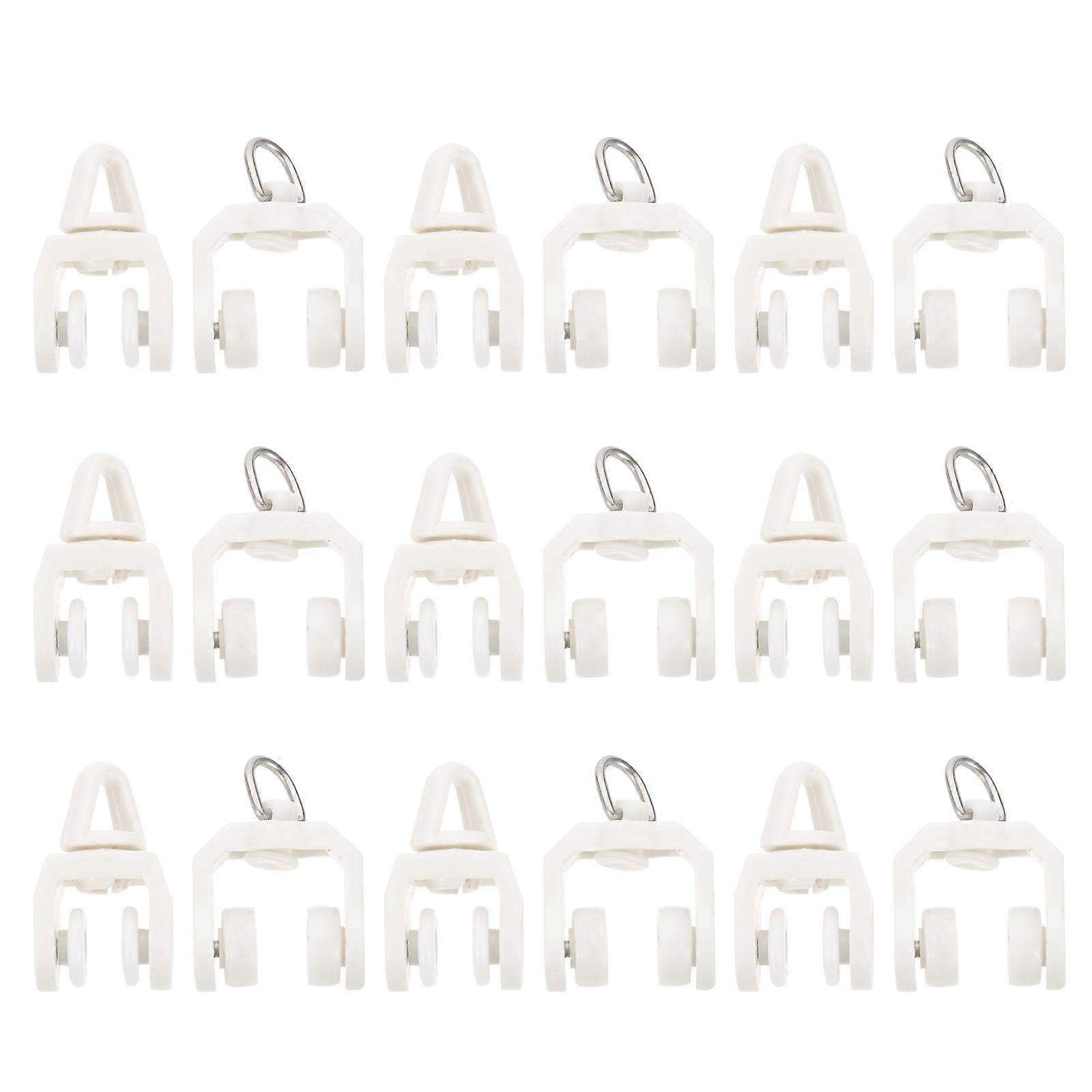 Curtain Hooks with Silent Rolling Runner for Curtain 50pcs Beige Plastic and Stainless Steel